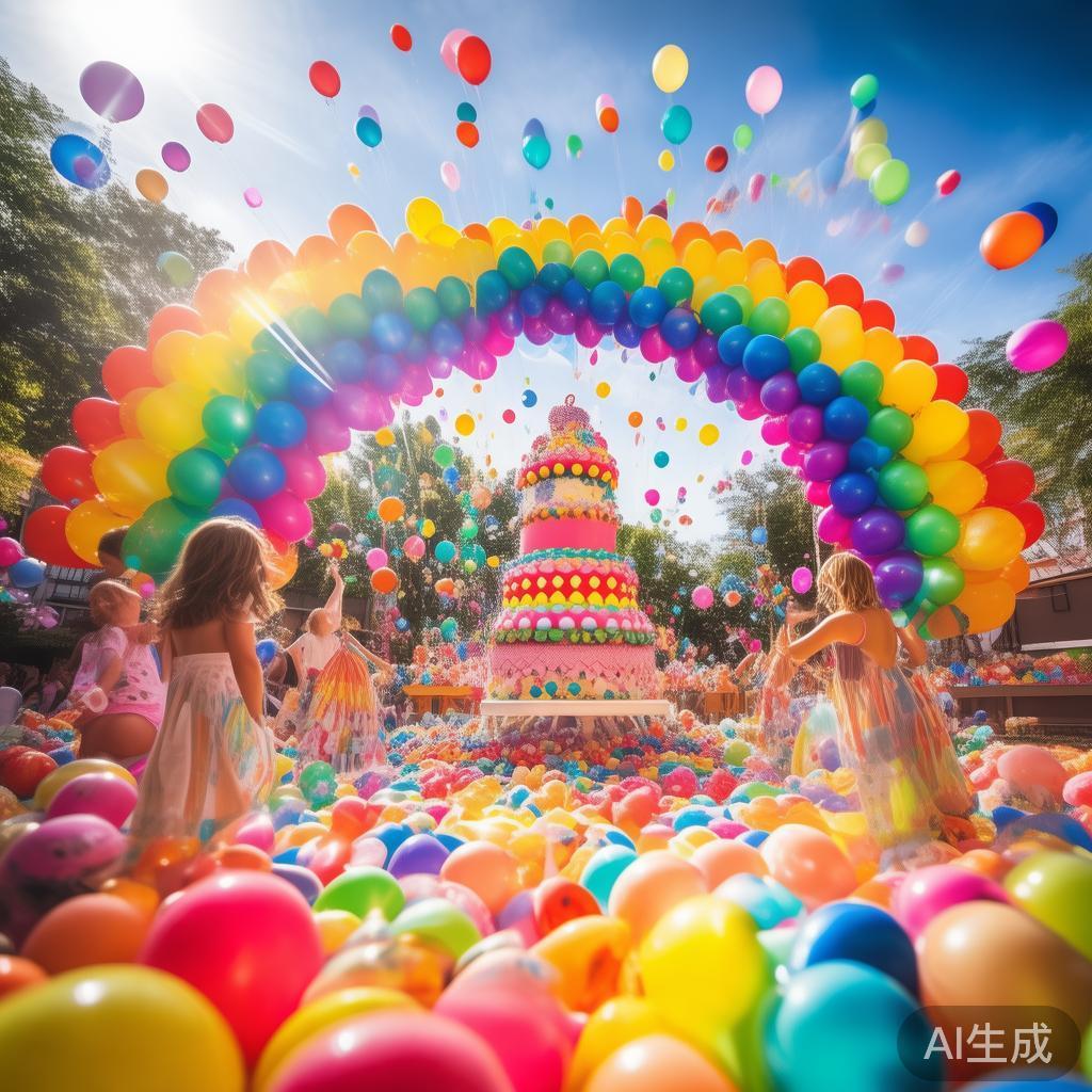 欢庆盛典:甜蜜彩虹糖果气球派对点亮欢乐城! 这次“甜蜜彩虹糖果气球派对盛大开启,欢笑满城”的主